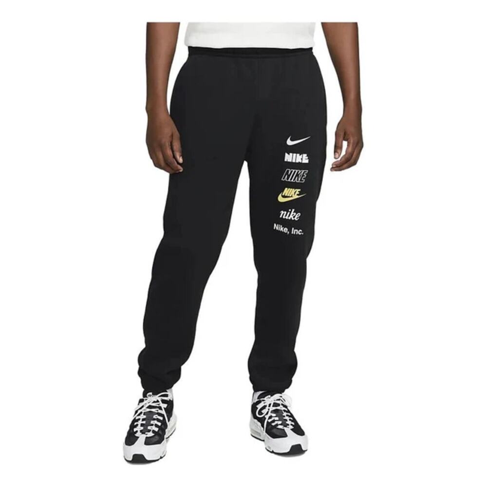 Nike Sportswear Sweatpants Black Club Plus Logo Athletic Joggers Men's Medium